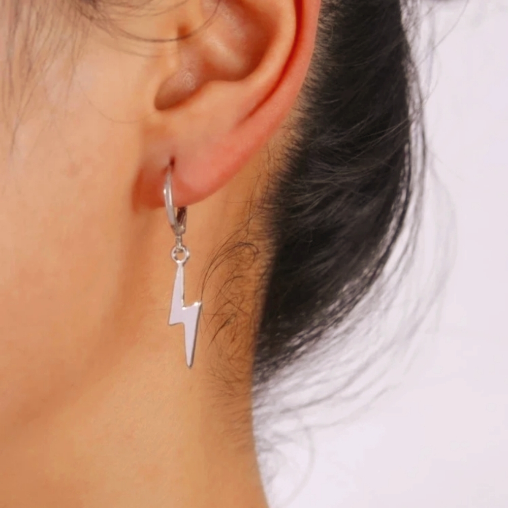 Silver or Gold Minimal Lightning Bolt Earrings